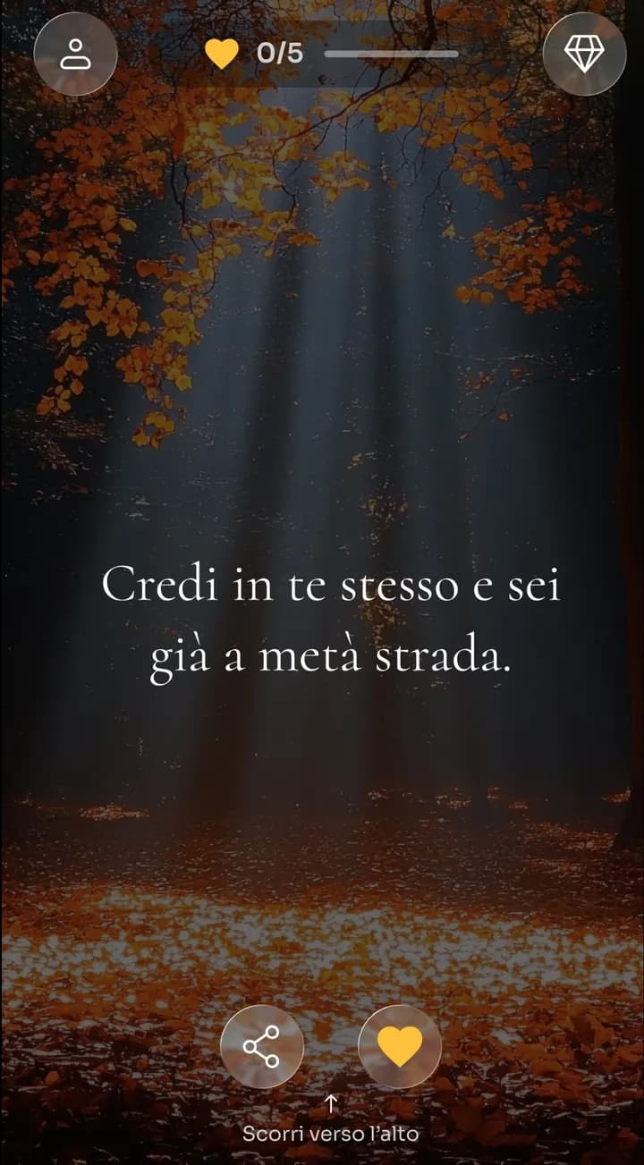 Feed di affermazioni di Zen con «Credi in te stesso e sei già a metà strada» su una foresta autunnale
